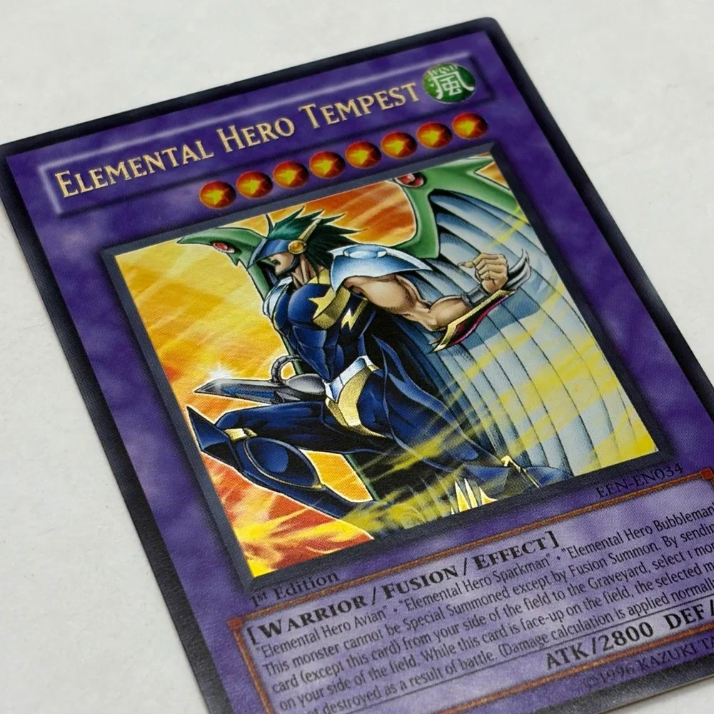 YuGiOh Elemental Hero Tempest 1st Edition Super Rare EEN-EN034 Fusion Monster